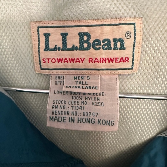 L.L. BEAN Vintage Stowaway Rainwear Jacket w/ Hood Men’s XL Tall EUC - Picture 4 of 5